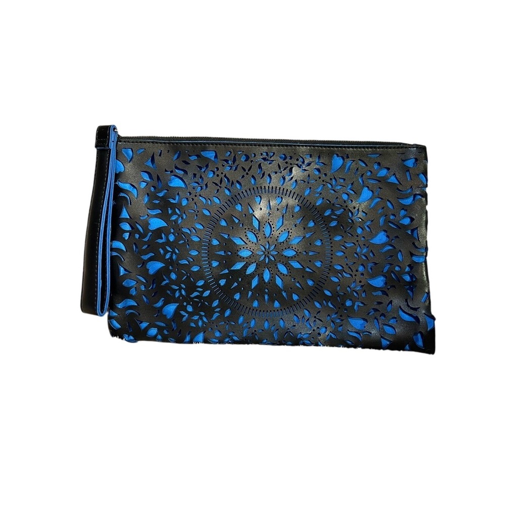 Carlos by Carlos Santana "The Blackmagic‎ Woman" Cutout Clutch/Wristlet Blk/Blue